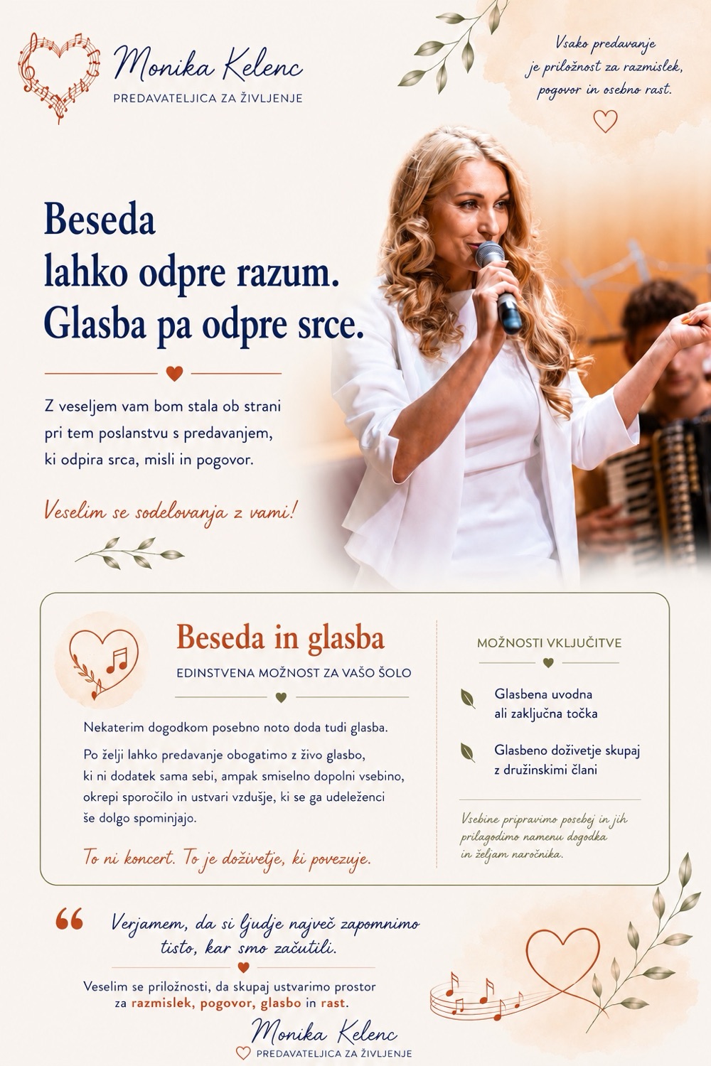 Stran 6 predstavitve: Beseda in glasba – predavanje, obogateno z živo glasbo